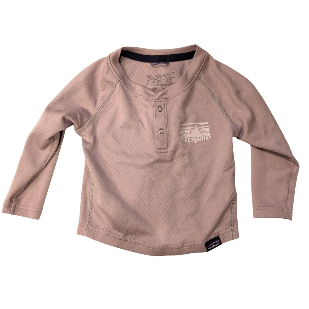 Patagonia Kids Capilene Midweight Henley Base Layer Purple Baby Girl 6-12M 60900